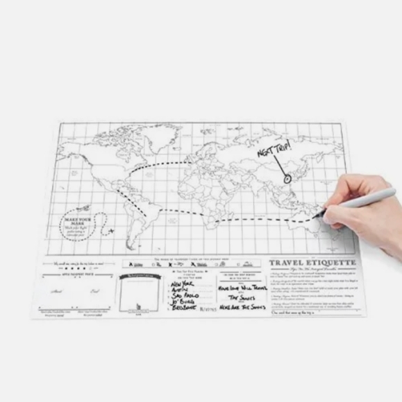 Luckies 42cm Scratch Off Map Travel Edition w/ Foil Hanging Wall Decor White NEW - Picture 6 of 12